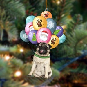 Pug With Balloons Christmas Ornament, Christmas Ornament,&hellip;