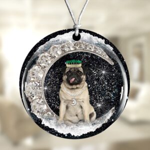 Pug With Crown Diamond Ornament, Christmas Ornament,&hellip;