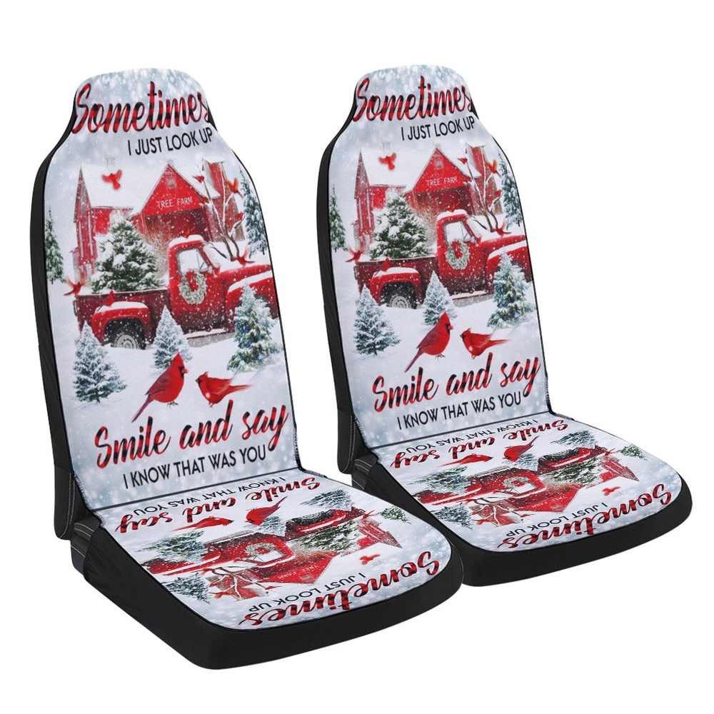 Red Cardinal Winter Snow Christmas Seat Cover Cars, Christmas Car Seat Cover, Car Seat Cover