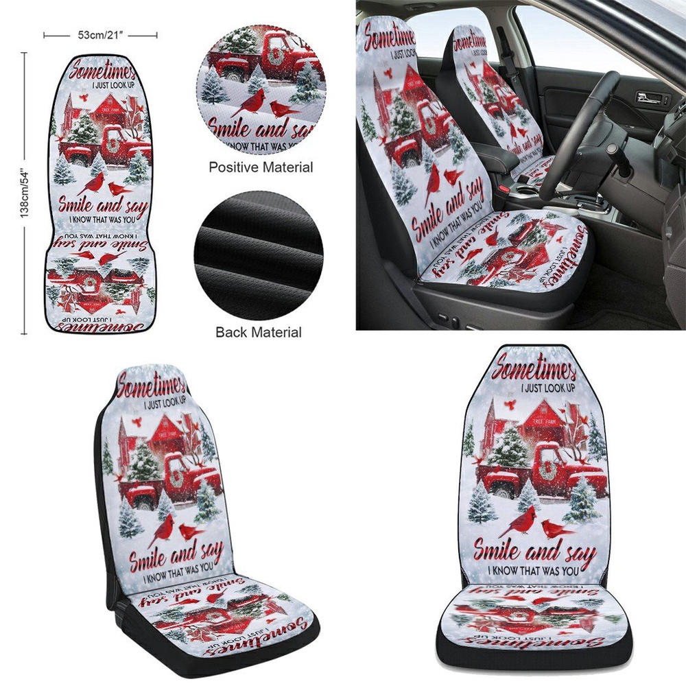 Red Cardinal Winter Snow Christmas Seat Cover Cars, Christmas Car Seat Cover, Car Seat Cover