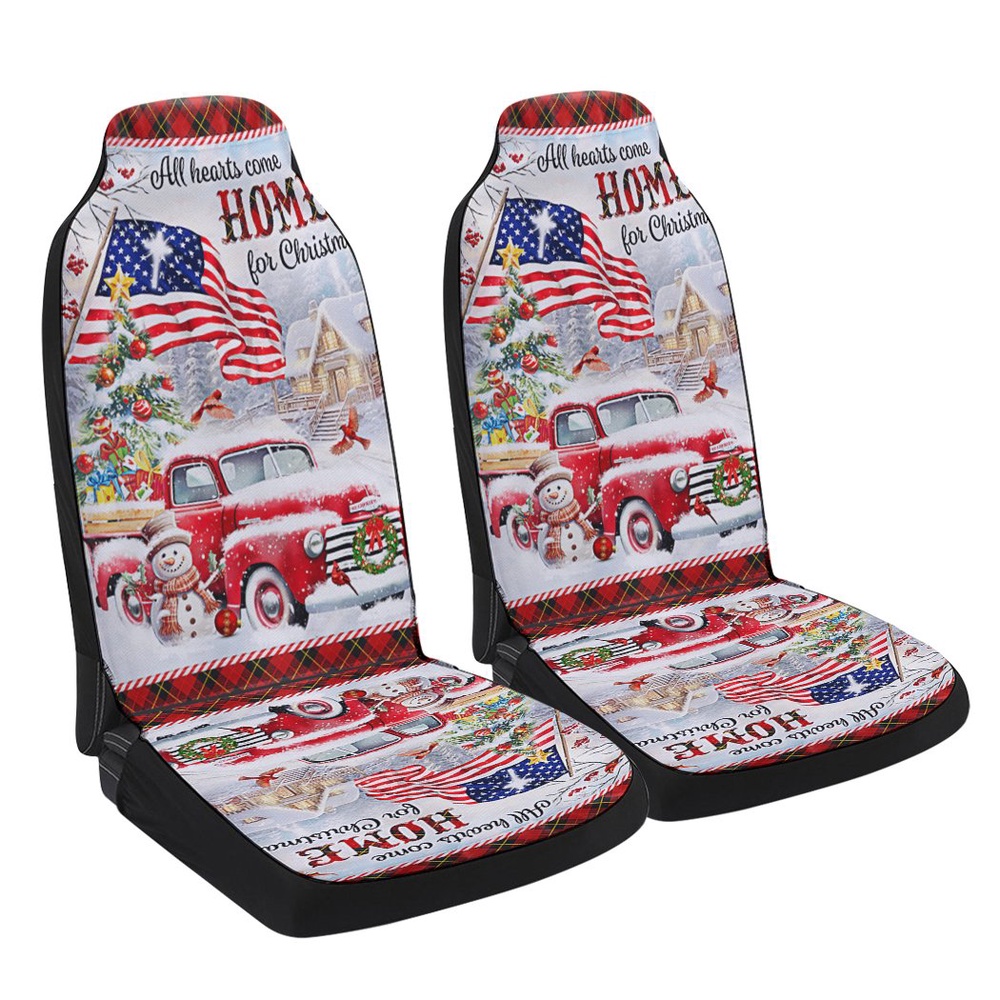 Red Truck Christmas All Hearts Come Home For Christmas Seat Cover Cars, Christmas Car Seat Cover, Car Seat Cover