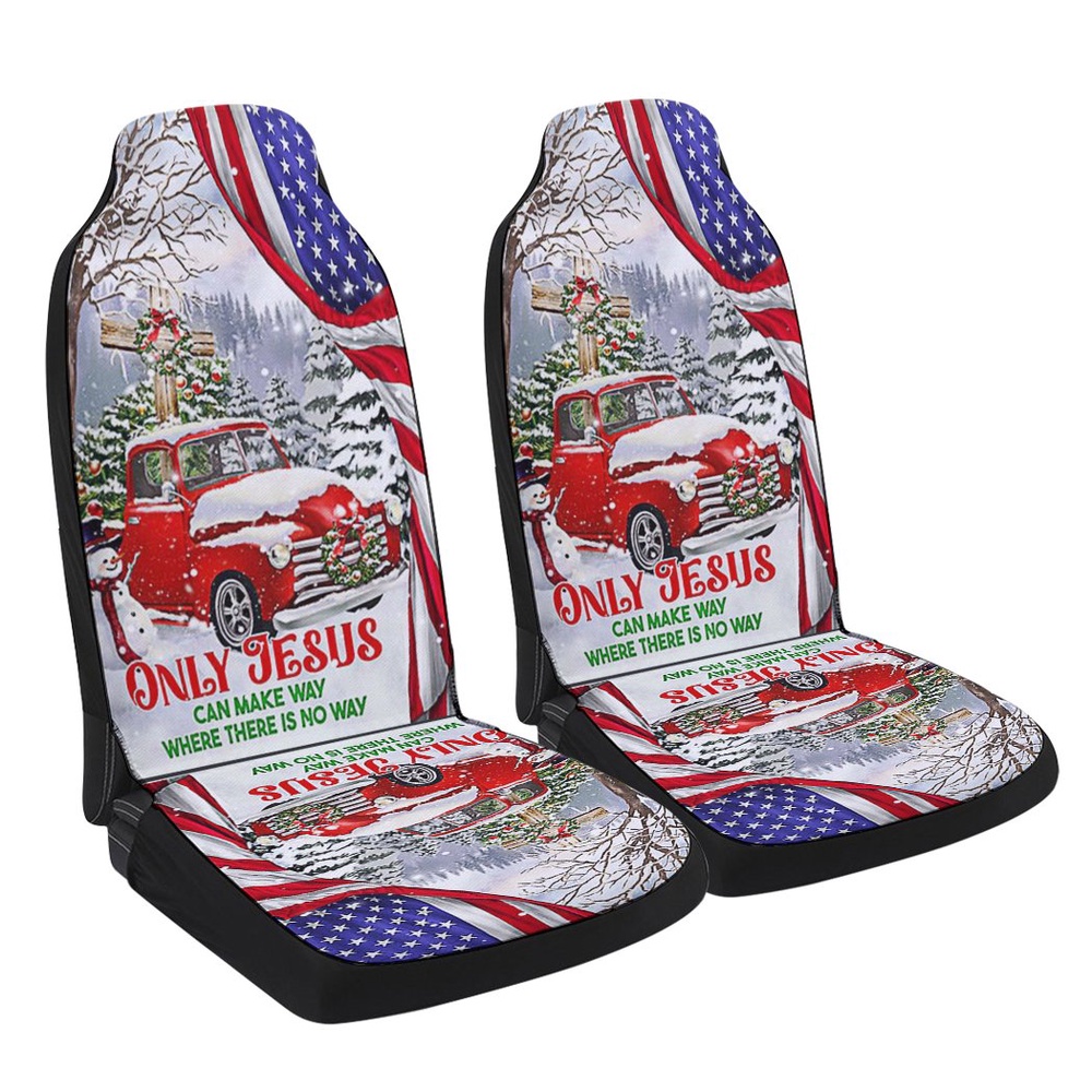 Red Truck Christmas Christian Cross Only Jesus Can Make Way Where There Is No Way Seat Cover Cars, Christmas Car Seat Cover, Car Seat Cover