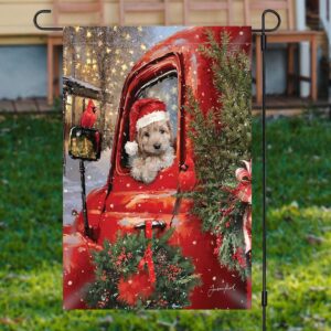 Red Truck Dog Plants Snowy Christmas Garden&hellip;