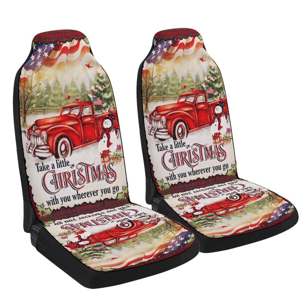 Red Truck Take A Little Christmas With You go Seat Cover Cars, Christmas Car Seat Cover, Car Seat Cover