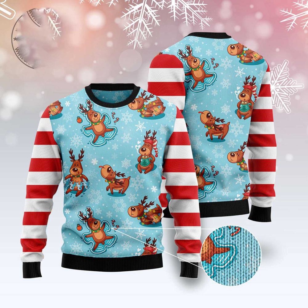 Reindeer Cute Ugly Christmas Sweater, Christmas Sweater, Ugly Sweater, Funny Xmas Sweaters