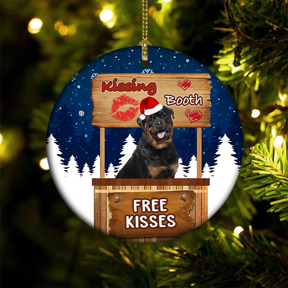 Rottweiler2 Kissing Booth Christmas Ornament, Christmas Ornament, Dog Ornament, Xmas Dog Ornaments