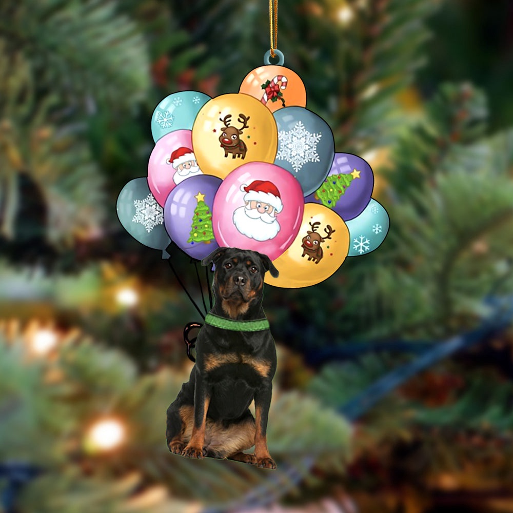Rottweiler 2 With Balloons Christmas Ornament, Christmas Ornament, Dog Ornament, Xmas Dog Ornaments