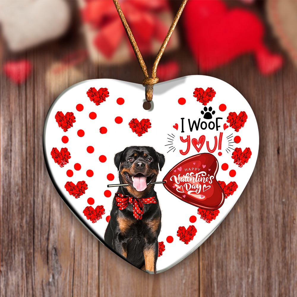 Rottweiler Happy Valentine’s Day Ornament, Christmas Ornament, Dog Ornament, Xmas Dog Ornaments