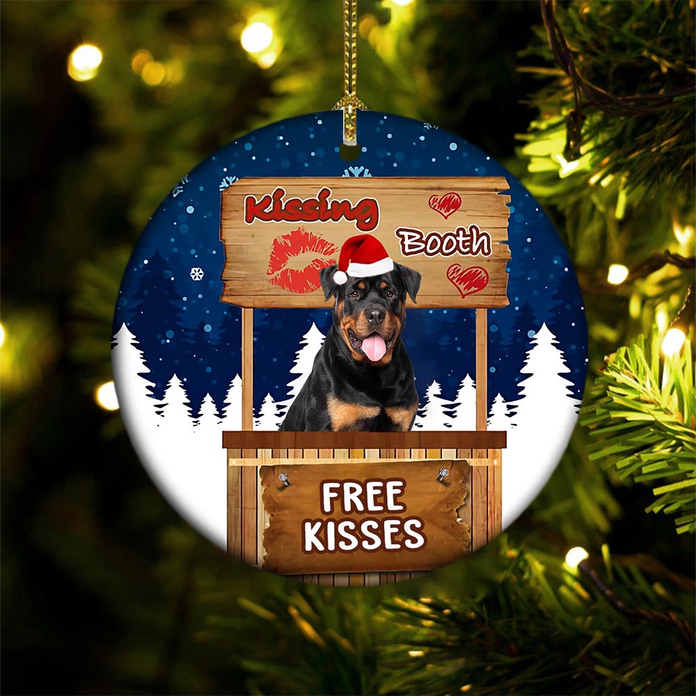 Rottweiler Kissing Booth Christmas Ornament, Christmas Ornament, Dog Ornament, Xmas Dog Ornaments