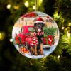 Rottweiler With Rose & Heart Balloon Ornament, Christmas Ornament, Dog Ornament, Xmas Dog Ornaments