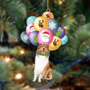 Rough Collie With Balloons Christmas Ornament, Christmas&hellip;