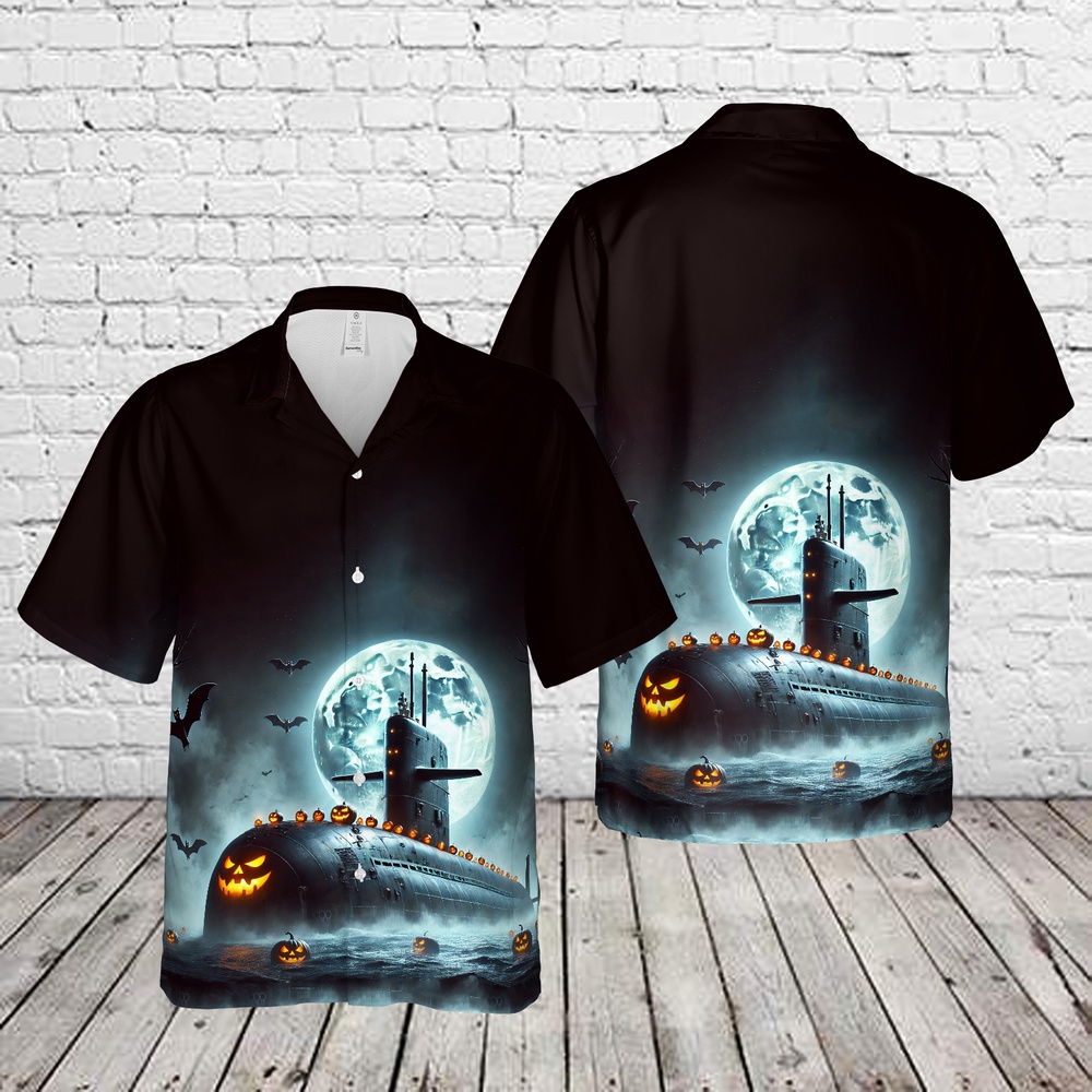 Royal Navy Vanguard-class submarine Halloween Hawaiian Shirt, Halloween Hawaiian Shirt, Horror Hawaiian Shirt