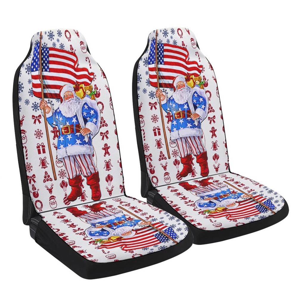 Santa Claus Christmas American flag Seat Cover Cars, Christmas Car Seat Cover, Car Seat Cover