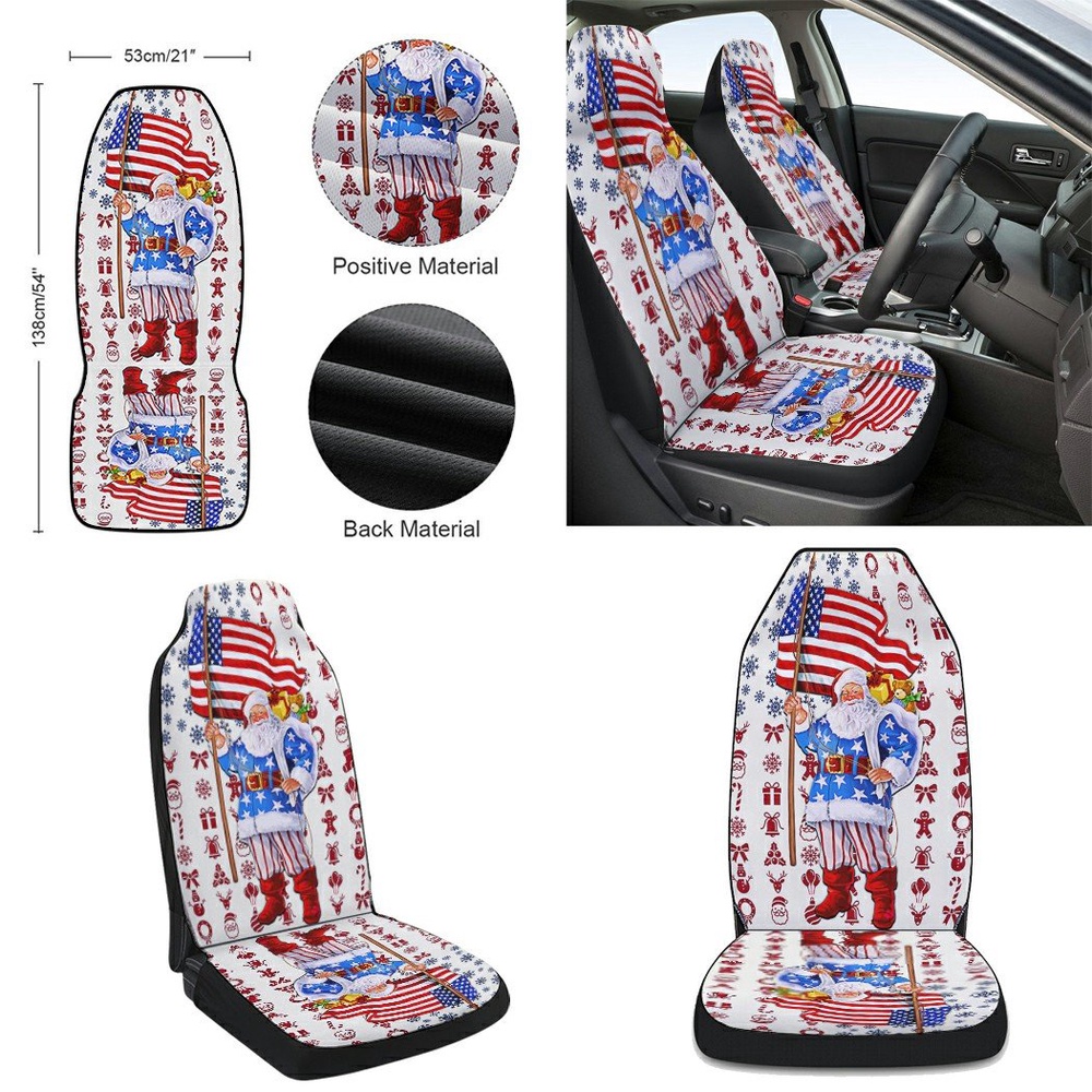 Santa Claus Christmas American flag Seat Cover Cars, Christmas Car Seat Cover, Car Seat Cover