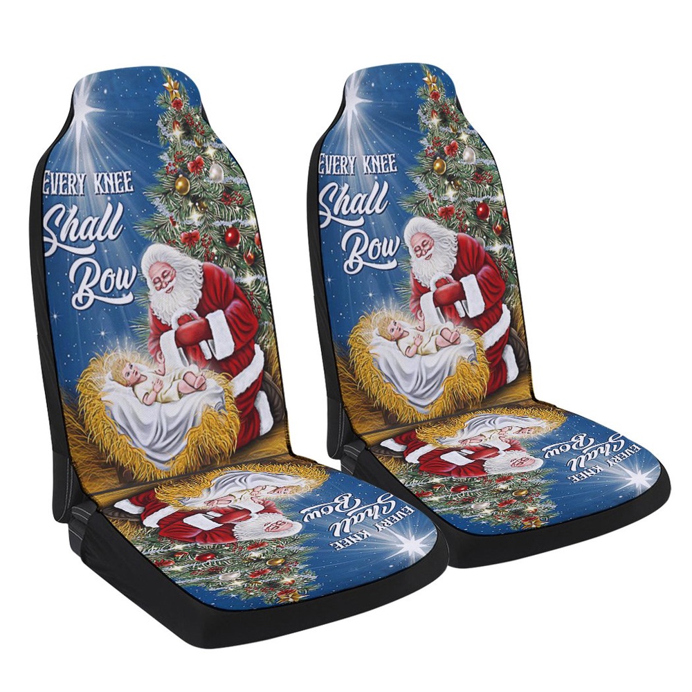 Santa Claus Every Knee Shall Bow Baby Jesus Christmas Seat Cover Cars, Christmas Car Seat Cover, Car Seat Cover