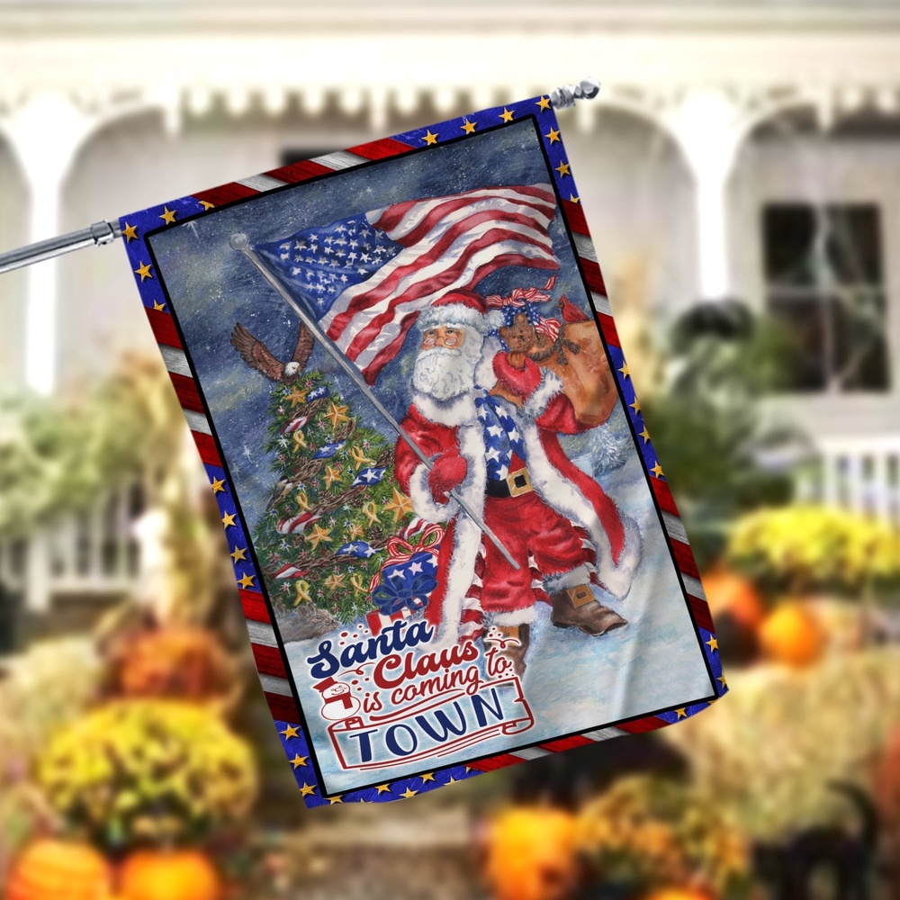 Santa Claus Is Coming To Town Garden FlagXmas, Garden Flags, Outdoor Xmas Flags, Christmas Flag Outdoor