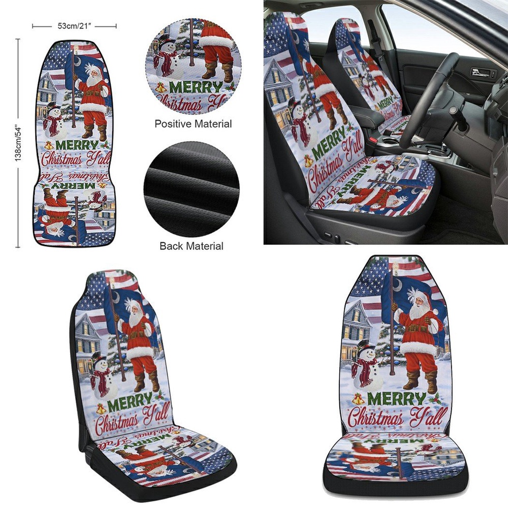 Santa Claus Merry Christmas You all American flag South Carolina Seat Cover Cars, Christmas Car Seat Cover, Car Seat Cover