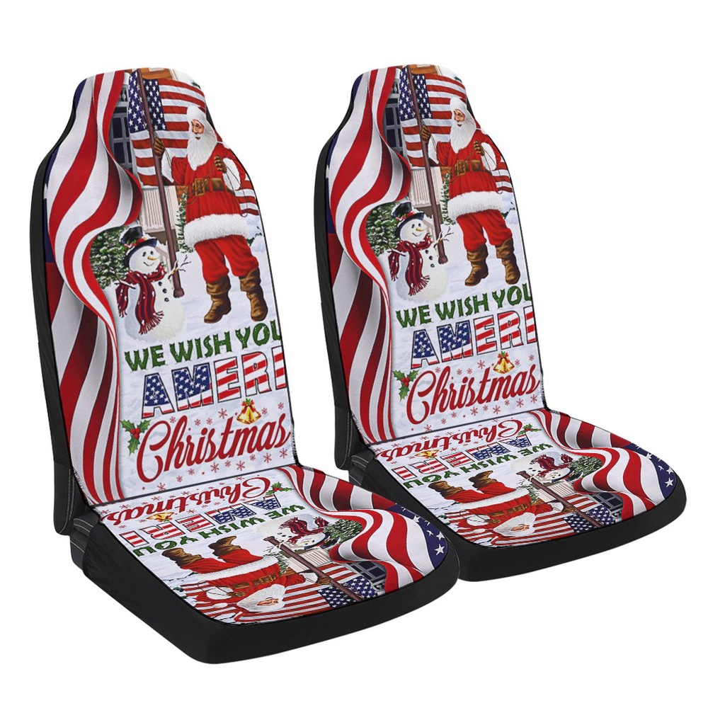 Santa Claus We Wish You Ameri Christmas Seat Cover Cars, Christmas Car Seat Cover, Car Seat Cover
