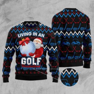 Santa Clause Golf Wonderland Ugly Christmas Sweater,&hellip;