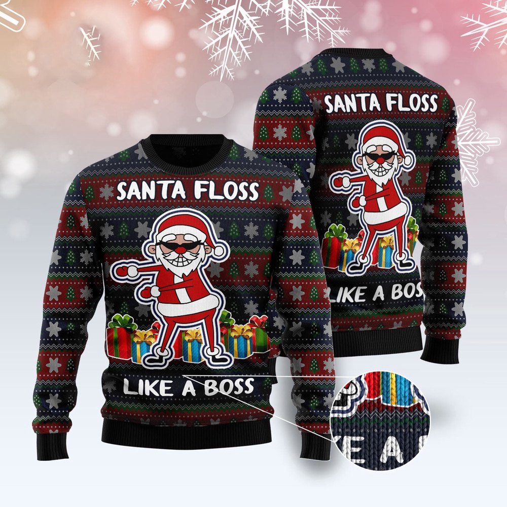 Santa Floss Ugly Christmas Sweater, Christmas Sweater, Ugly Sweater, Funny Xmas Sweaters