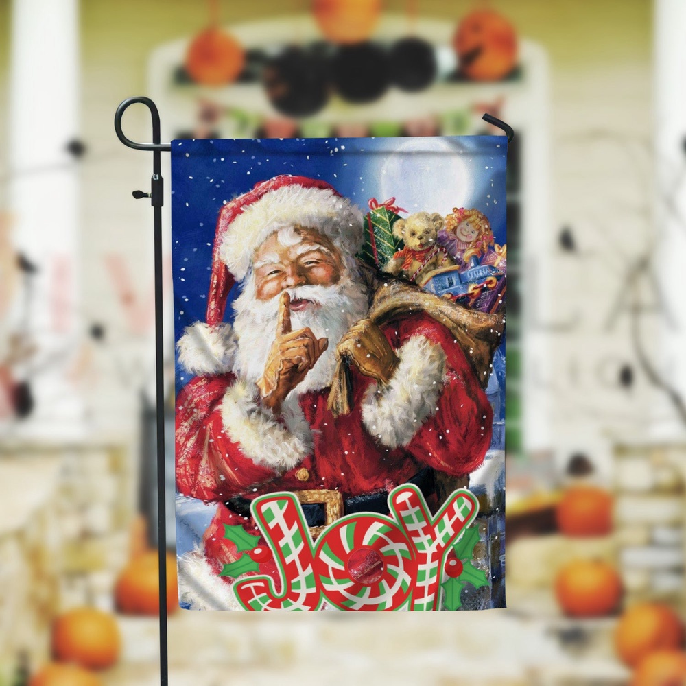 Santa Joy Garden FlagXmas, Garden Flags, Outdoor Xmas Flags, Christmas Flag Outdoor