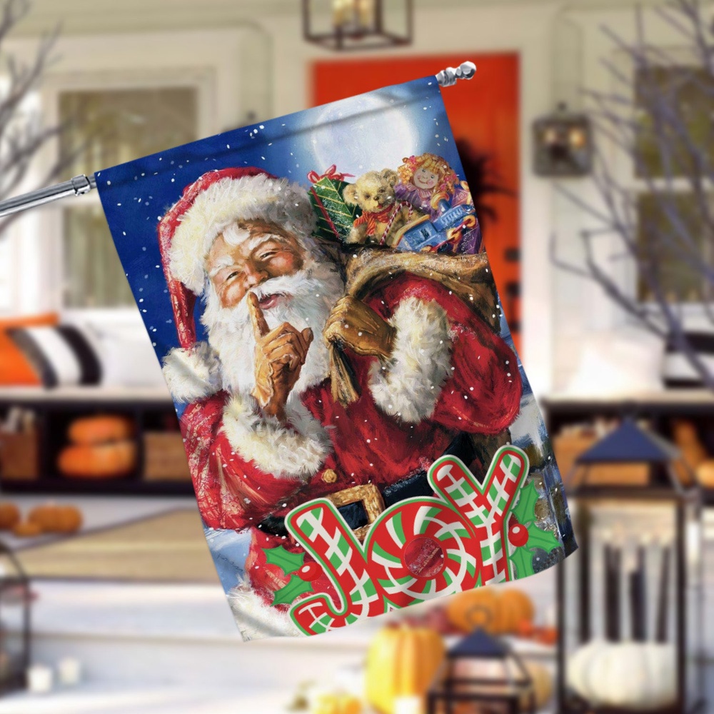 Santa Joy Garden FlagXmas, Garden Flags, Outdoor Xmas Flags, Christmas Flag Outdoor