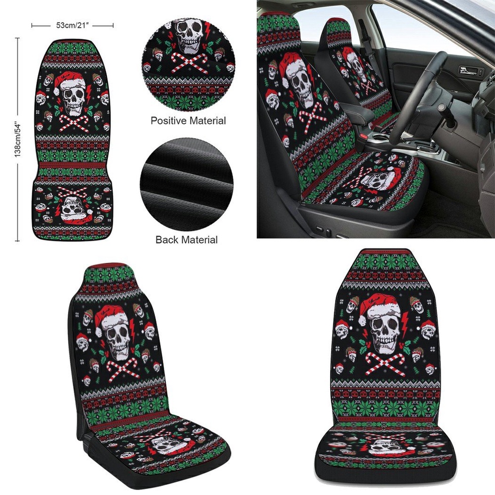 Santa Skull Christmas Seat Cover Cars, Christmas Car Seat Cover, Car Seat Cover