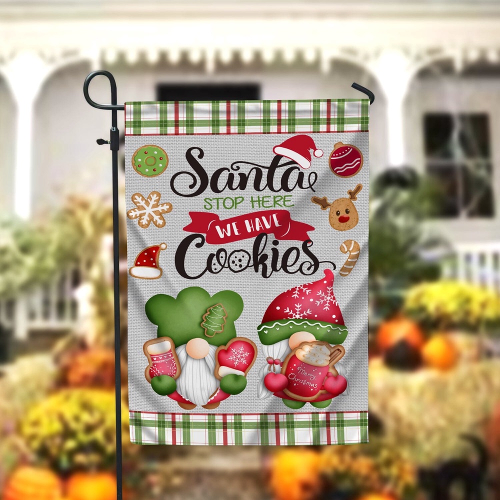 Santa Stop Here Christmas FlagXmas, Garden Flags, Outdoor Xmas Flags, Christmas Flag Outdoor