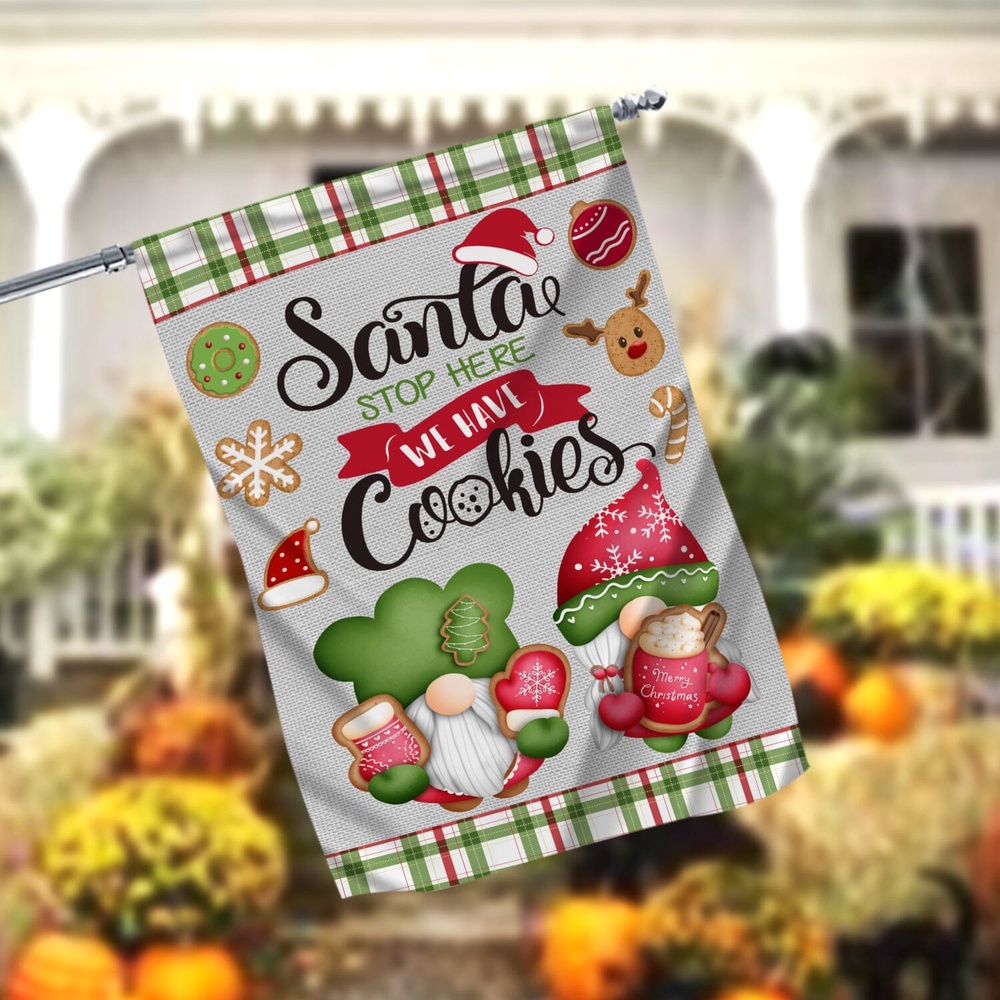 Santa Stop Here Christmas FlagXmas, Garden Flags, Outdoor Xmas Flags, Christmas Flag Outdoor