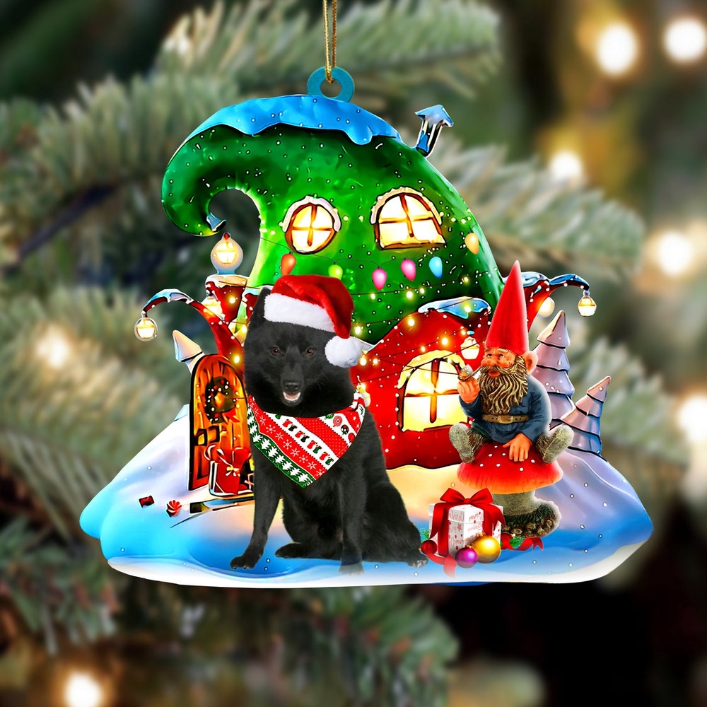 Schipperke With Rudolph’s House Christmas Ornament, Christmas Ornament, Dog Ornament, Xmas Dog Ornaments