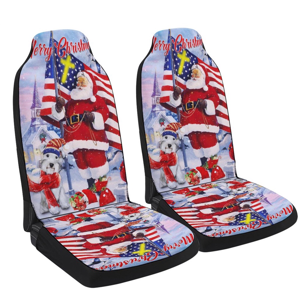 Schnauzer Christmas Seat Cover Cars, Christmas Car Seat Cover, Car Seat Cover