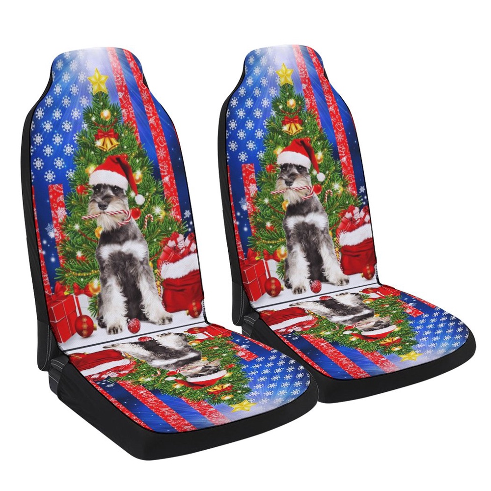Schnauzer Merry Christmas Seat Cover Cars, Christmas Car Seat Cover, Car Seat Cover