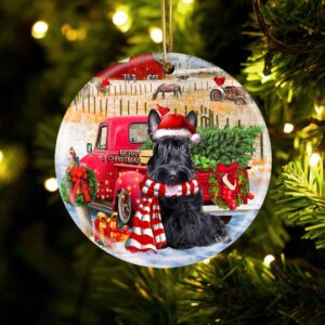 Scottish Terrier With Red Truck Christmas Ornament,&hellip;