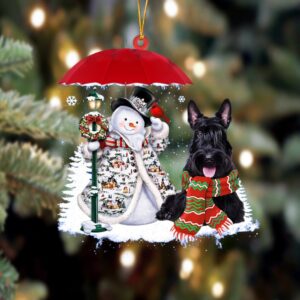 Scottish Terrier With Snowman Christmas Ornament, Christmas&hellip;