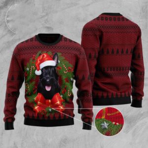Scottish Terrier Wreath Ugly Christmas Sweater, Christmas&hellip;