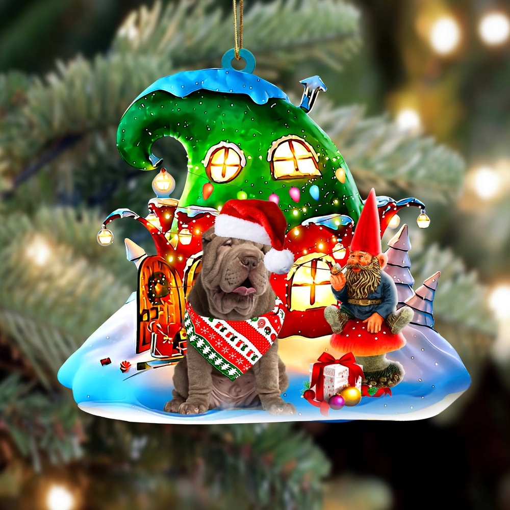 Shar Pei With Rudolph’s House Christmas Ornament, Christmas Ornament, Dog Ornament, Xmas Dog Ornaments