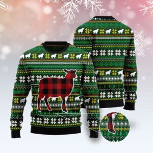 Sheep Red Plaid Ugly Christmas Sweater, Christmas&hellip;