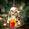 Shetland Sheepdog With Snowman Christmas Ornament, Christmas Ornament, Dog Ornament, Xmas Dog Ornaments