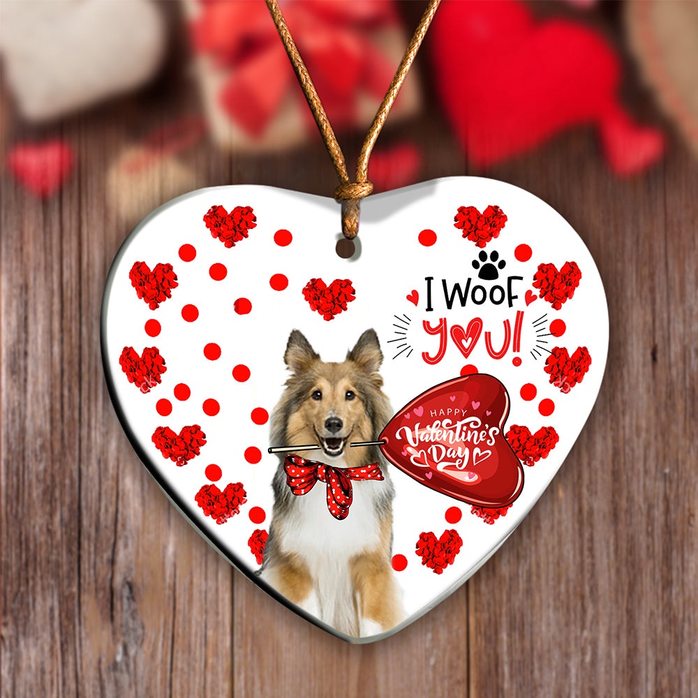 Shetland Sheepdog Happy Valentine’s Day Ornament, Christmas Ornament, Dog Ornament, Xmas Dog Ornaments