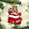 Shetland Sheepdog Kissing Booth Christmas Ornament, Christmas Ornament, Dog Ornament, Xmas Dog Ornaments
