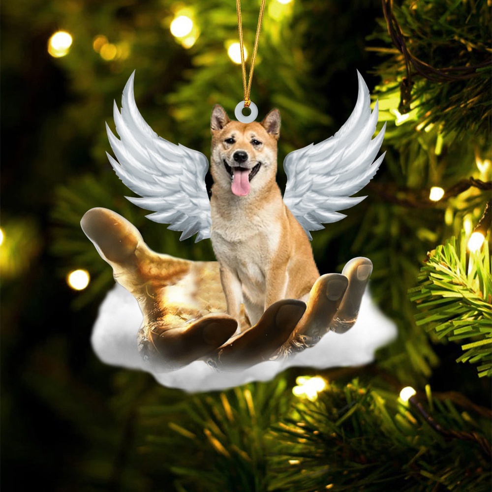 Shiba Inu On The Hands Of Jesus Ornament, Christmas Ornament, Dog Ornament, Xmas Dog Ornaments