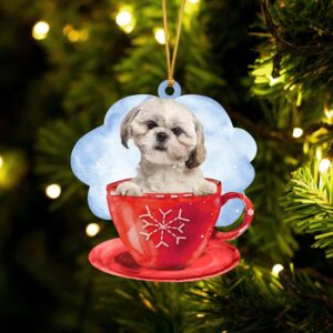 Shih Tzu On The Cup Christmas Ornament,&hellip;