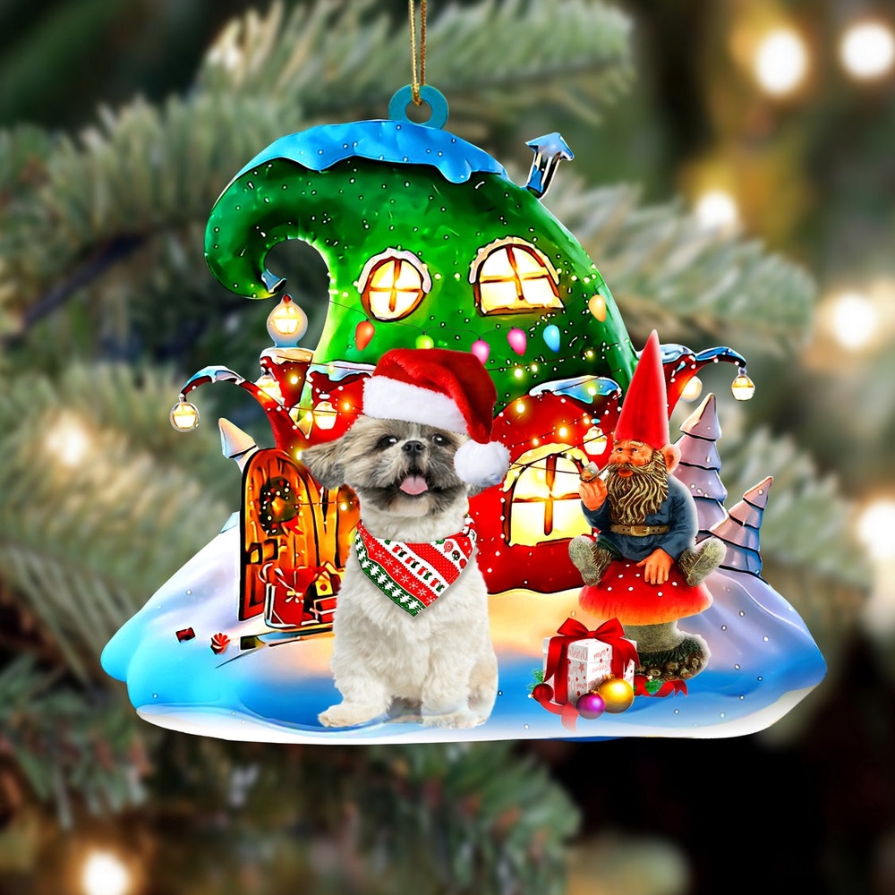 Shih Tzu With Rudolph’s House Christmas Ornament, Christmas Ornament, Dog Ornament, Xmas Dog Ornaments