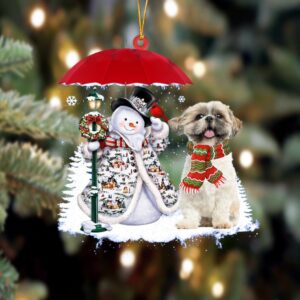 Shih Tzu With Snowman Christmas Ornament, Christmas&hellip;