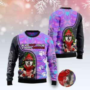 Siberian Husky Hologram Color Ugly Christmas Sweater,&hellip;