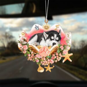 Siberian Husky Sleeping In The Seashell Ornament,&hellip;