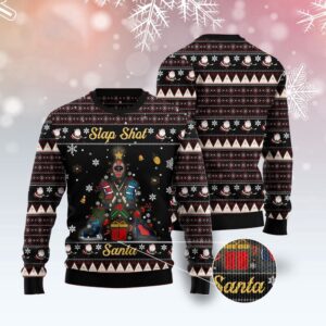 Slap Shot Santa Christmas Ugly Christmas Sweater,&hellip;