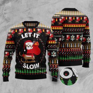 Sloth Let It Slow Ugly Christmas Sweater,&hellip;