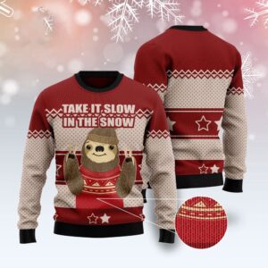 Sloth Take It Slow Ugly Christmas Sweater,&hellip;