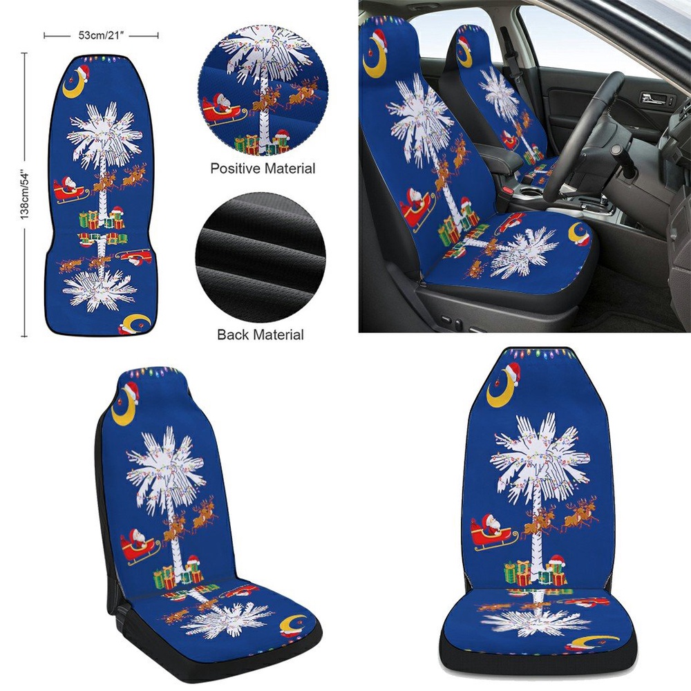 South Carolina Christmas Santa Christmas Palmetto Tree Seat Cover Cars, Christmas Car Seat Cover, Car Seat Cover